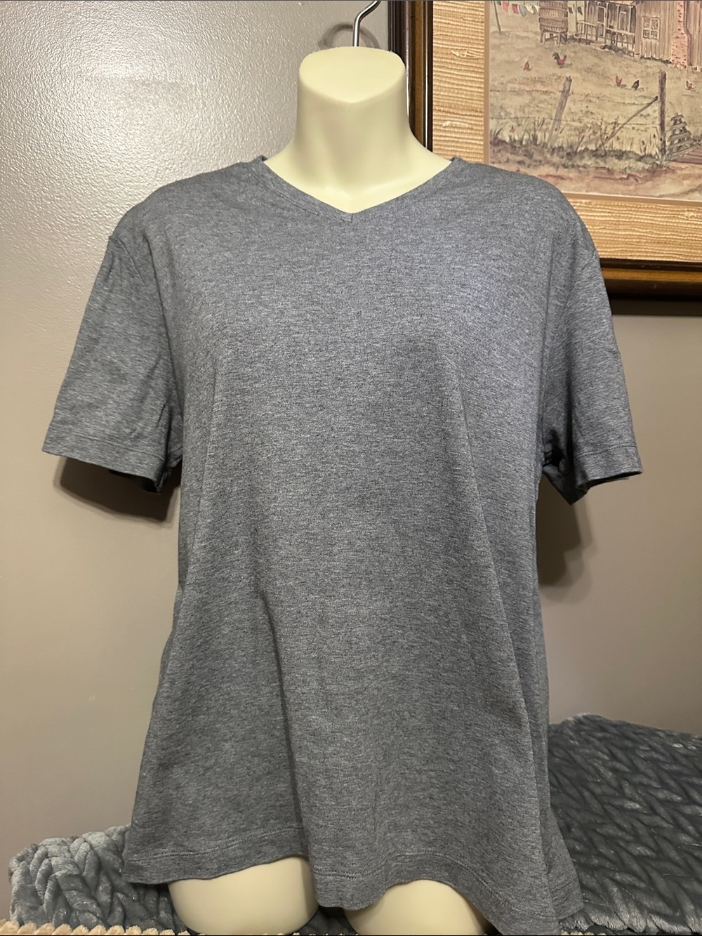 Banana Republic Luxury Men's Classic V-Neck T-Shirt Gray large